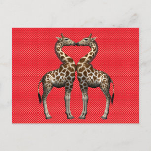 Postal Dulce Giraffes Pareja Enamorada