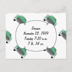 Postal Dulce Green Retro Car Baby Gifts