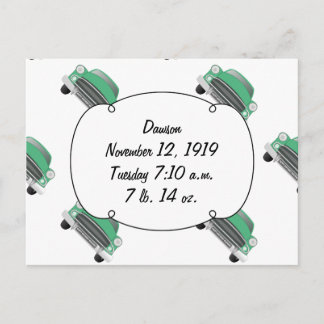 Postal Dulce Green Retro Car Baby Gifts