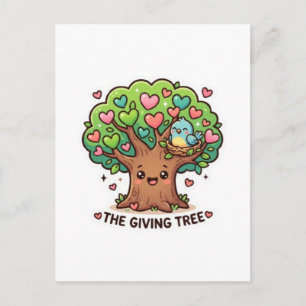 Postal Dulce Kawaii El Árbol Generoso Corazón Hojas KiSti