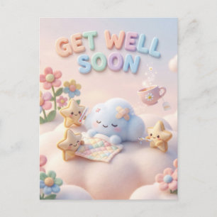 Postal Dulce Kawaii Mejora Pronto con Nube Durmiendo