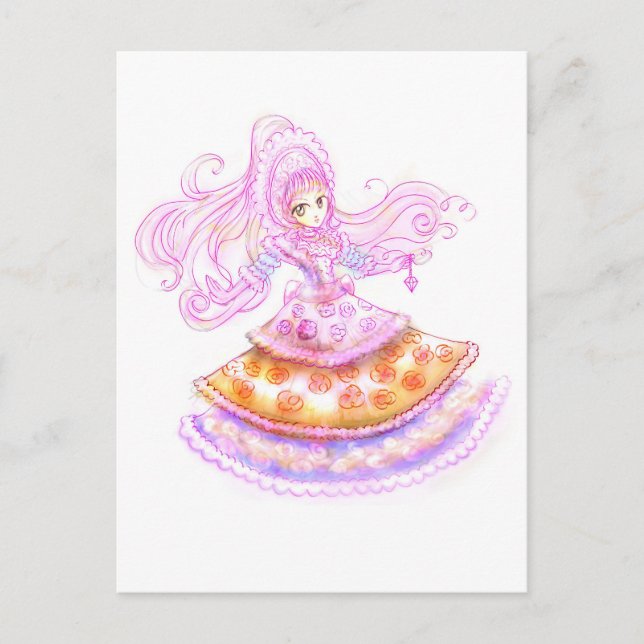 Postal Dulce Lolita gótica estilo japonés Harajuku Manga (Anverso)