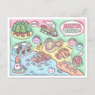 Postal Dulce mapa del barrio de Santa Cruz California UCS