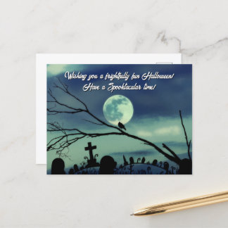 Postal Dulce Oscuridad Gótica Luna Llena Eerie Graveyard