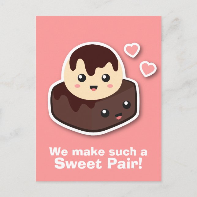 Postal Dulce par de helados de vainilla y Brownie (Anverso)