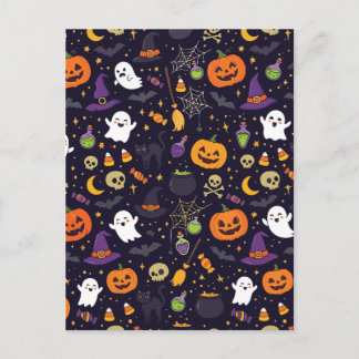 Postal Dulce Patrón de Noche Mágica de Halloween Fantasma
