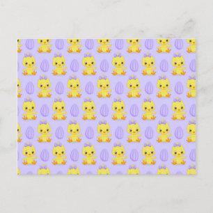Postal Dulce Patrón de Pascua de Pollo Amarillo Purpura