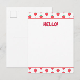 Postal Dulce patrón estético de fresa Kawaii