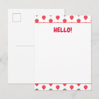 Postal Dulce patrón estético de fresa Kawaii