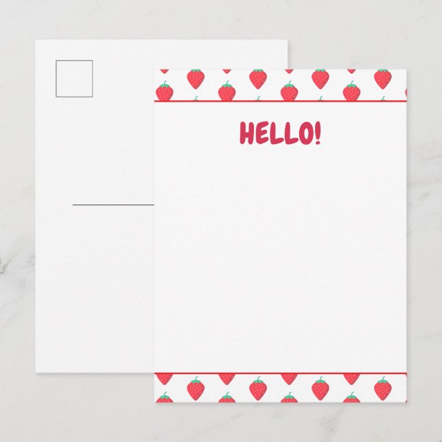 Postal Dulce patrón estético de fresa Kawaii (Anverso / Reverso)