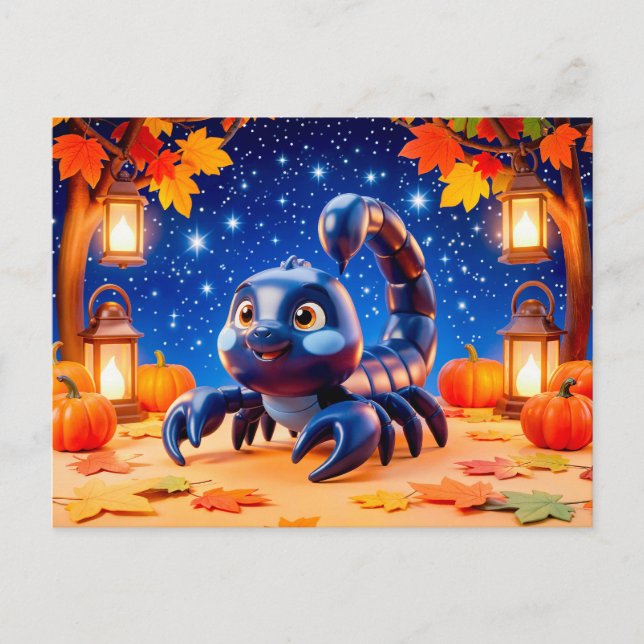 Postal Dulce personaje 3D del zodiaco Escorpión (Anverso)