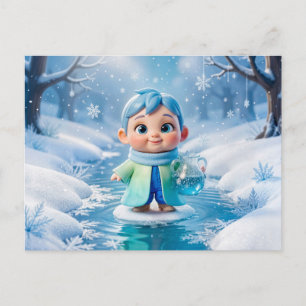 Postal Dulce personaje del zodiaco Acuario en 3D