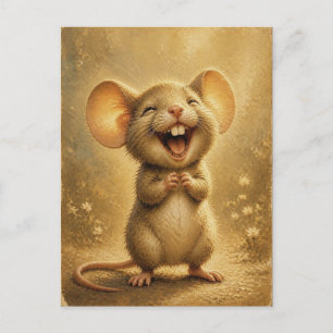 Postal Dulce Ratón Risueño Arte Fino