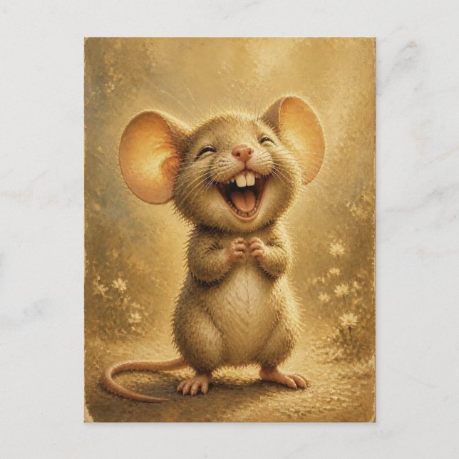 Postal Dulce Ratón Risueño Arte Fino (Anverso)
