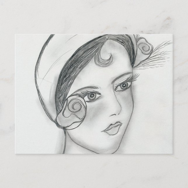 Postal Dulce Rosa Flapper (Anverso)