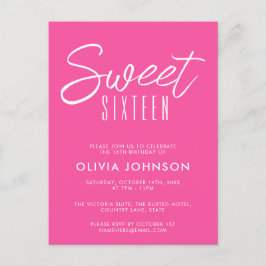 Postal Dulce rosado caliente moderno Dieciséis años 16