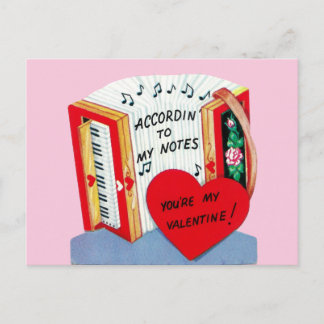 Postal Dulce Vintage Musical El día de San Valentín Tarje