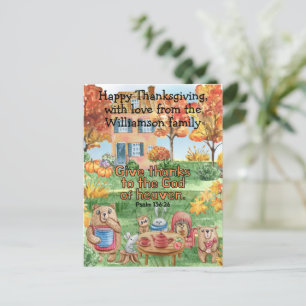 Postal Dulces Animales Caprichosos Dan Gracias Escritura 