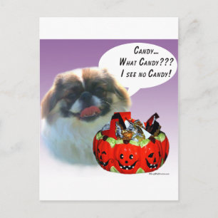 Postal Dulces de Halloween de Pekingese