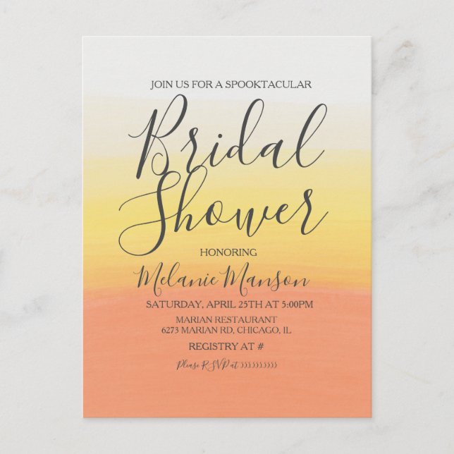 Postal Dulces de Halloween en Acuarela  Regalo de Boda   (Anverso)