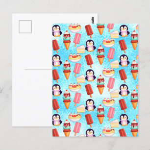 Postal Dulces de helado de pingüino