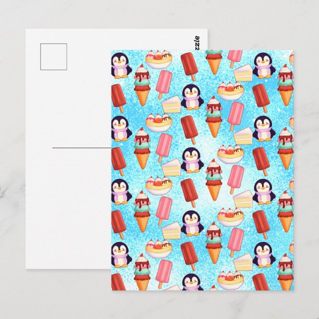 Postal Dulces de helado de pingüino (Anverso / Reverso)