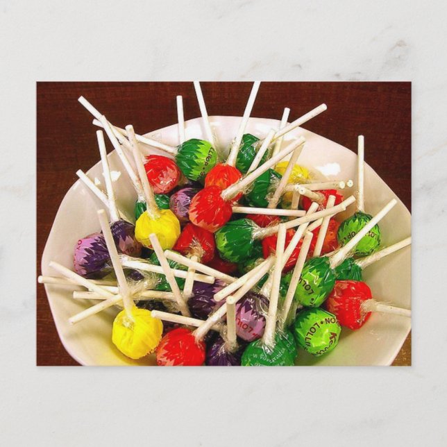 Postal Dulces dulces lollipop tentempié delicioso (Anverso)