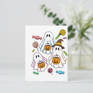 Postal Dulces Fantasmas Espeluznantes de Halloween & Truc