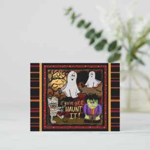 Postal Dulces Fantasmas y Monstruos Halloween Espeluznant