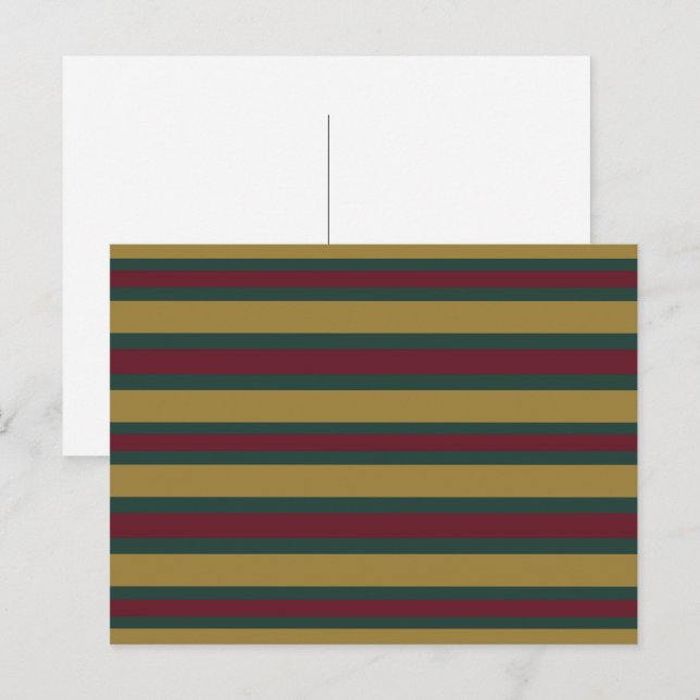 Postal Dulces Navideños Rayados de Verde Rojo y Dorado (Anverso / Reverso)