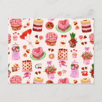 Postal Dulces, pasteles y postres Día de San Valentín fes