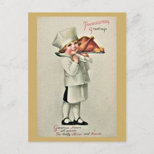 Postal Dulces saludos de Acción de Gracias vintage Pavo