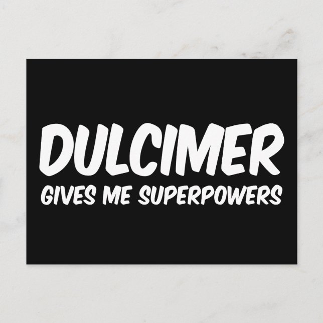 Postal Dulcimer Superpoderes Divertido Música Superhéroe (Anverso)