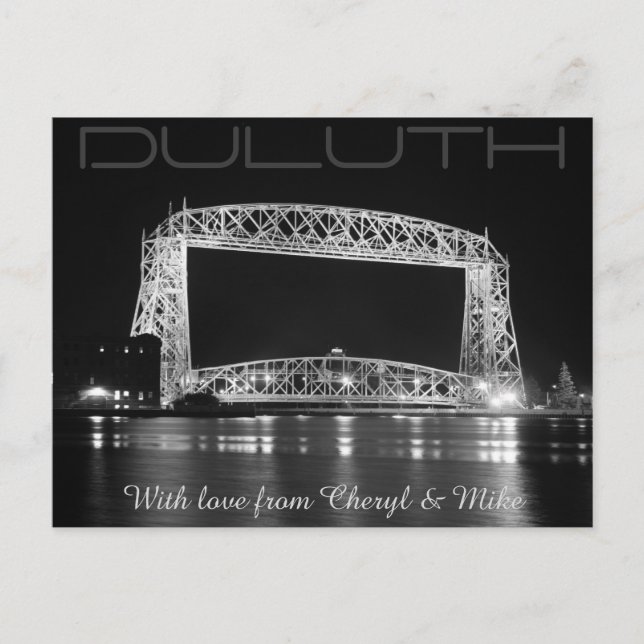 Postal Duluth Lift Bridge Foto en blanco y negro (Anverso)