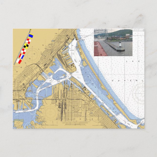 Postal Duluth, MN Harbour Chart Signags ship (Anverso)