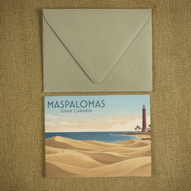 Postal Dunas de Maspalomas vintage - Gran Canaria minimal (Vintage Maspalomas Dunes - Minimalist Gran Canaria Postcard)
