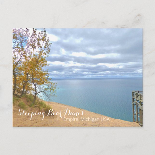 POSTAL DUNAS DE OSO DORMIDO/VISTA DEL LAGO MICHIGAN DESDE (Anverso)