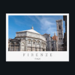 Postal Duomo and Baptistry, Florencia, Italia<br><div class="desc">Foto postal de la Plaza San Giovanni con la Catedral del Duomo,  el Baptisterio de San Juan y el Campanile di Giotto en el centro de la ciudad de Florencia,  Toscana,  Italia con frontera blanca y el texto: "Florencia,  Italia",  italiano para "Florencia,  Italia".</div>