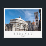 Postal Duomo and Baptistry, Florencia, Italia<br><div class="desc">Foto postal de la Plaza San Giovanni con la Catedral del Duomo,  el Baptisterio de San Juan y el Campanile di Giotto en el centro de la ciudad de Florencia,  Toscana,  Italia con frontera blanca y el texto: "Florencia,  Italia",  italiano para "Florencia,  Italia".</div>