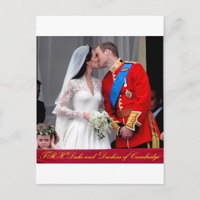 Postal Duque y duquesa del Boda Real de Cambridge (Anverso)