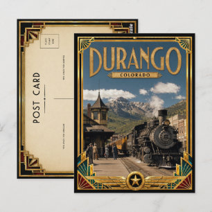 Postal Durango Colorado Vintage Arte Deco Época Dorada
