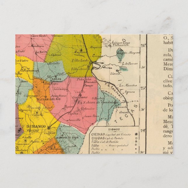 Postal Durango, México (Anverso)