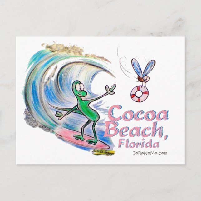 Postal Durante Surfing Cocoa Beach, Florida (Anverso)