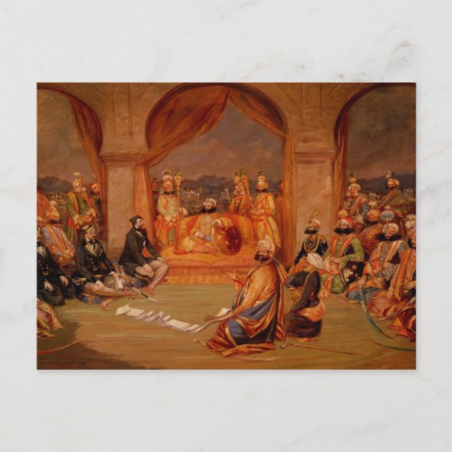 Postal Durbar en Udaipur, Rajastán, 1855 (Anverso)