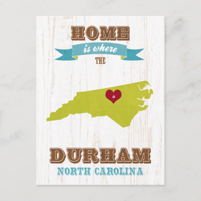 Postal Durham, Mapa de Carolina del Norte - El hogar es d (Anverso)