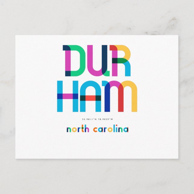 Postal Durham North Carolina Mid Century, Pop Art, (Anverso)