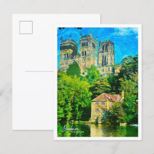 Postal Durham Reino Unido Hermosa pintura al aceite