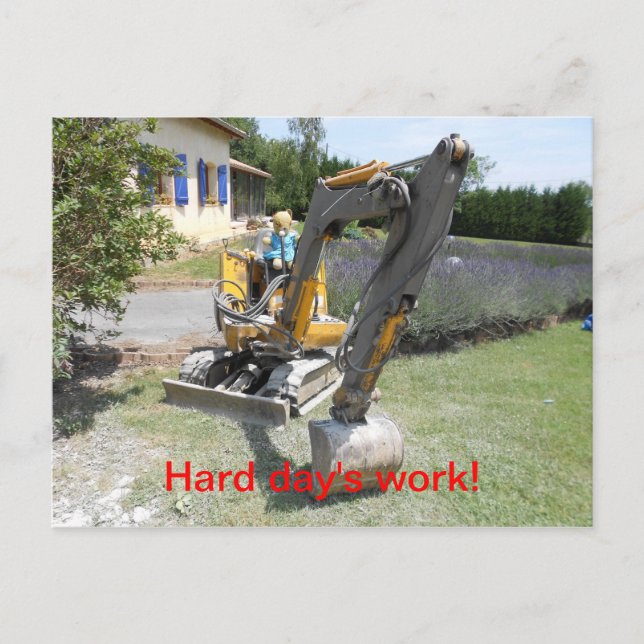 Postal Duro en el trabajo - Oso de Teddy en la excavación (Anverso)