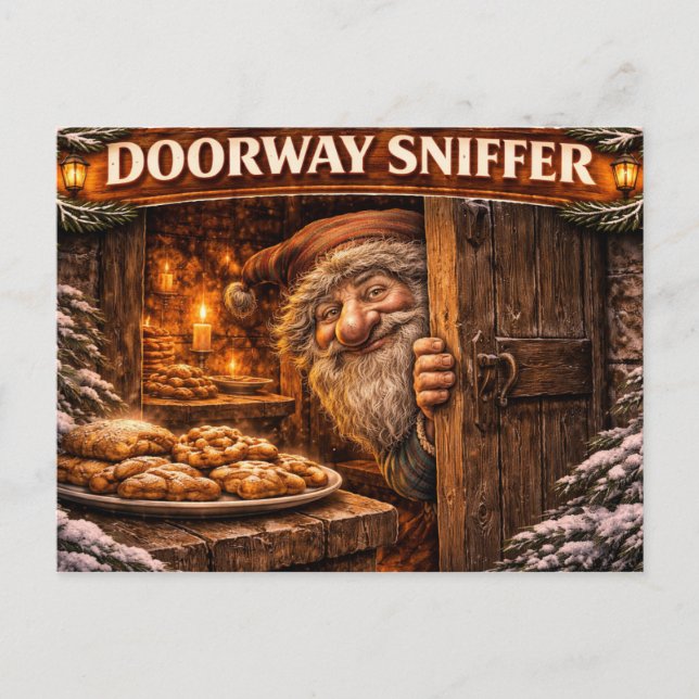 Postal Durok Sniffer Duende de Yule islandés (Anverso)