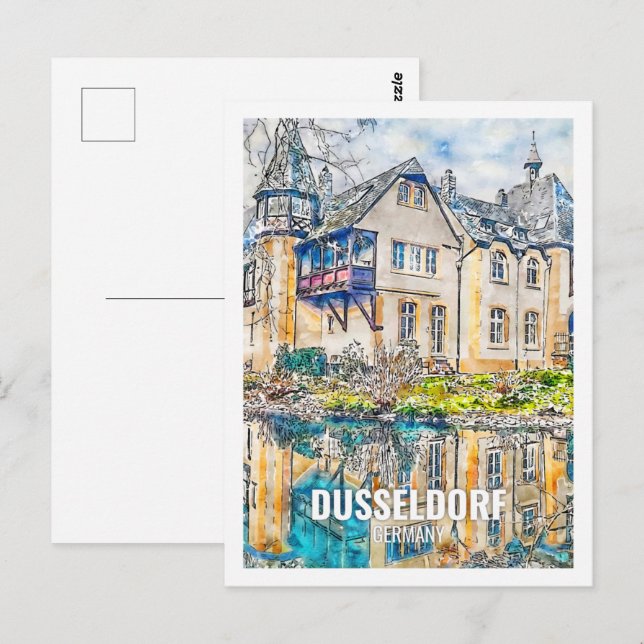 Postal Dusseldorf Alemania Famoso Travel Place Watercolor (Anverso / Reverso)